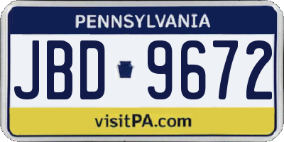 PA license plate JBD9672