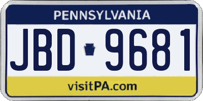 PA license plate JBD9681