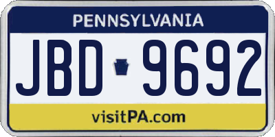 PA license plate JBD9692