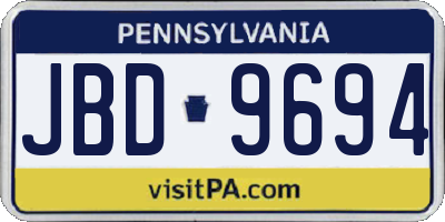 PA license plate JBD9694