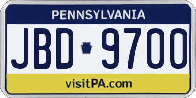 PA license plate JBD9700