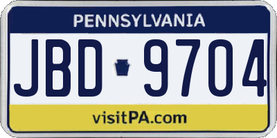 PA license plate JBD9704