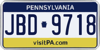 PA license plate JBD9718