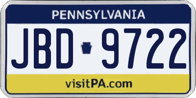 PA license plate JBD9722