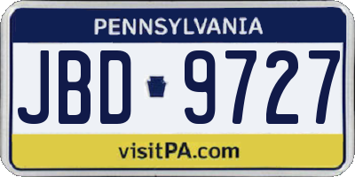 PA license plate JBD9727