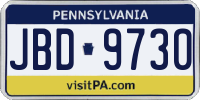 PA license plate JBD9730