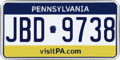 PA license plate JBD9738