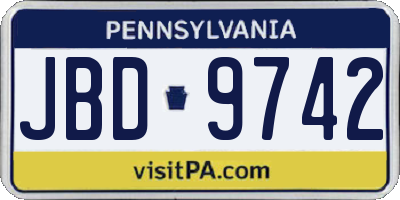 PA license plate JBD9742