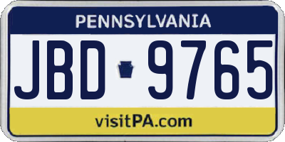 PA license plate JBD9765