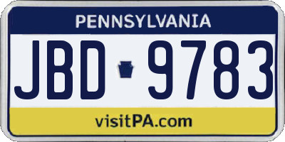 PA license plate JBD9783