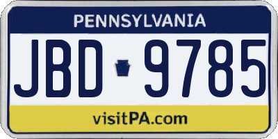 PA license plate JBD9785