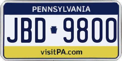 PA license plate JBD9800