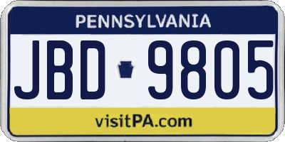 PA license plate JBD9805