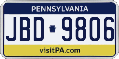 PA license plate JBD9806