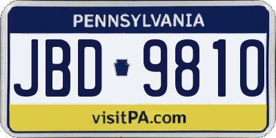 PA license plate JBD9810