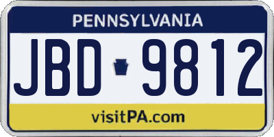 PA license plate JBD9812