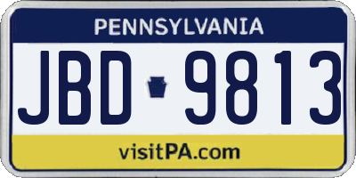 PA license plate JBD9813