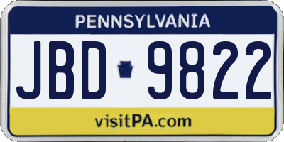 PA license plate JBD9822