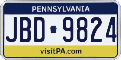 PA license plate JBD9824