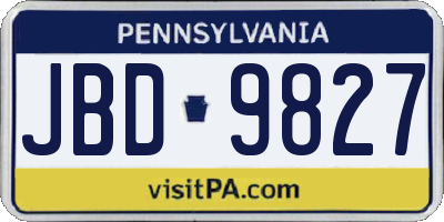 PA license plate JBD9827