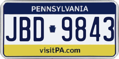 PA license plate JBD9843