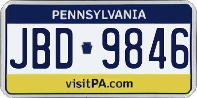 PA license plate JBD9846