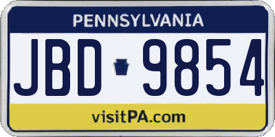 PA license plate JBD9854