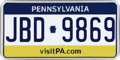 PA license plate JBD9869