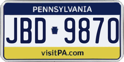 PA license plate JBD9870