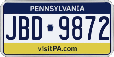 PA license plate JBD9872