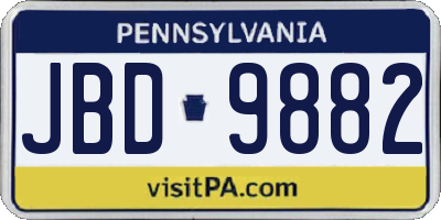 PA license plate JBD9882