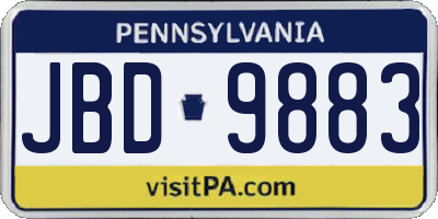 PA license plate JBD9883
