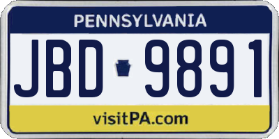 PA license plate JBD9891