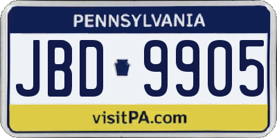 PA license plate JBD9905
