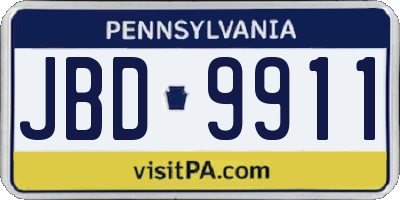 PA license plate JBD9911