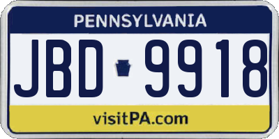 PA license plate JBD9918