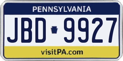 PA license plate JBD9927