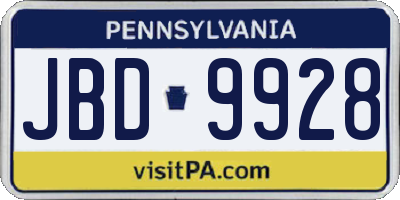 PA license plate JBD9928