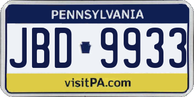 PA license plate JBD9933