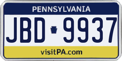 PA license plate JBD9937
