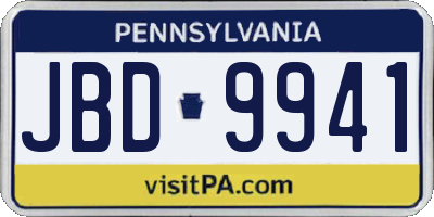 PA license plate JBD9941