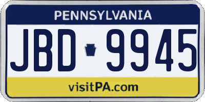 PA license plate JBD9945