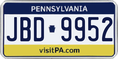 PA license plate JBD9952