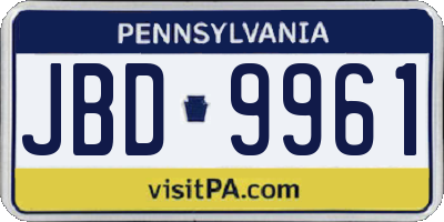 PA license plate JBD9961