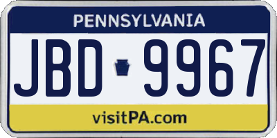 PA license plate JBD9967