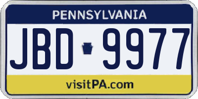 PA license plate JBD9977