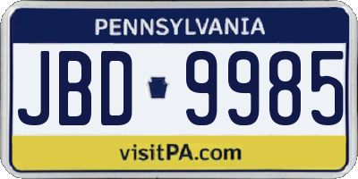 PA license plate JBD9985