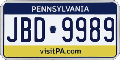 PA license plate JBD9989