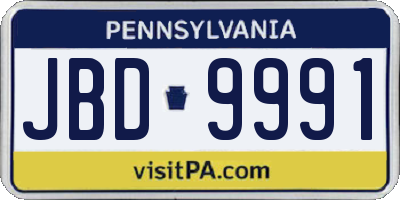 PA license plate JBD9991