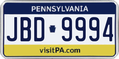 PA license plate JBD9994